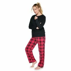 Women's Sonoma Goods For Life® Microfleece Pajama Set Pink Plaid -Sonoma Goods For Life shop unnamed file 1484