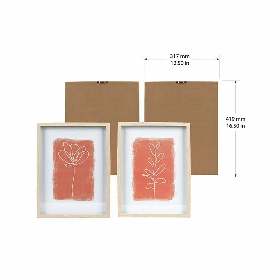 Sonoma Goods For Life® Coral Floral Shadowbox Wall Art 2-piece Set 6 Sonoma Goods For Life® Coral Floral Shadowbox Wall Art 2-piece Set - Image 4