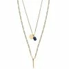 Sonoma Goods For Life® Gold Tone 2 Row Blue Semi And Metal Pendants Long Necklace