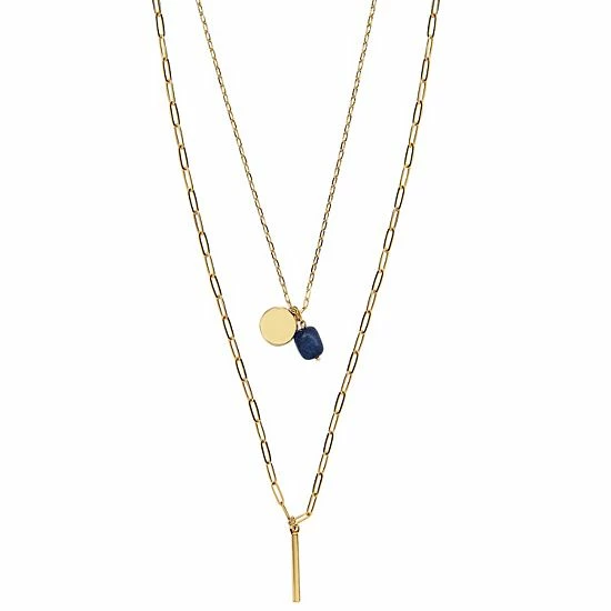 Sonoma Goods For Life® Gold Tone 2 Row Blue Semi And Metal Pendants Long Necklace 3 Sonoma Goods For Life® Gold Tone 2 Row Blue Semi And Metal Pendants Long Necklace