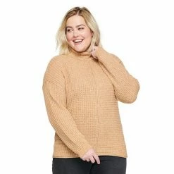 Plus Size Sonoma Goods For Life® Exposed Seaming Cowlneck Sweater Cocoa Delight