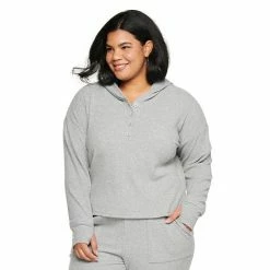 Plus Size Sonoma Goods For Life® X Denise Bidot Rib Henley Hoodie Oatmeal -Sonoma Goods For Life shop unnamed file 15109