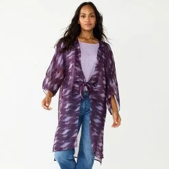 Women's Sonoma Goods For Life® Diamond Tie Front Duster Kimono Purple -Sonoma Goods For Life shop unnamed file 15116