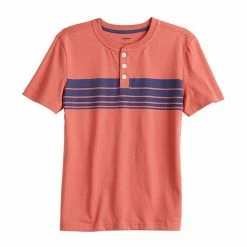 Boys 8-20 Sonoma Goods For Life® Supersoft Striped Henley In Regular & Husky Chest Stripe Teal