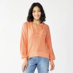Women's Sonoma Goods For Life® Button Up Hooded Sweater Carolina Peach -Sonoma Goods For Life shop unnamed file 15214