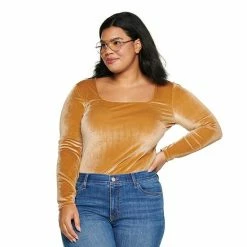 Plus Size Sonoma Goods For Life® X Denise Bidot Velvet Long Sleeve Bodysuit Blue -Sonoma Goods For Life shop unnamed file 15252