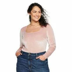 Plus Size Sonoma Goods For Life® X Denise Bidot Velvet Long Sleeve Bodysuit Blue -Sonoma Goods For Life shop unnamed file 15254