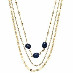 Sonoma Goods For Life® Gold Tone 3 Row Multi Chain With Blue Beads Necklace