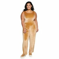 Plus Size Sonoma Goods For Life® X Denise Bidot Velvet Sleeveless Bodysuit Brown