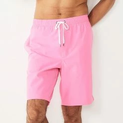 Men's Sonoma Goods For Life® 9-inch Full Elastic-Waistband Swim Trunks Pink