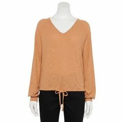 Petite Sonoma Goods For Life® Textured Cinch-Hem Top Light Gray -Sonoma Goods For Life shop unnamed file 15393