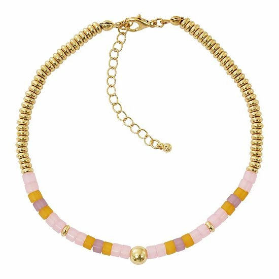 Sonoma Goods For Life® Worn Gold Tone Pastel Beaded Anklet 3 Sonoma Goods For Life® Worn Gold Tone Pastel Beaded Anklet