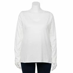 Petite Plus Size Sonoma Goods For Life® Favorite V-Neck Long-Sleeve Tee White