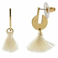 Sonoma Goods For Life® Gold Tone White Tassel Geo Hoop Earrings