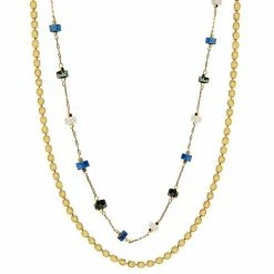 Sonoma Goods For Life® Gold Tone 2 Row Cool Tone Semi Stations And Dot Chain Necklace