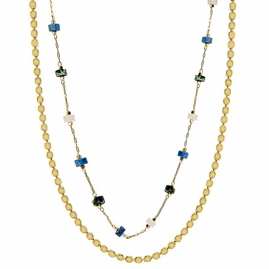 Sonoma Goods For Life® Gold Tone 2 Row Cool Tone Semi Stations And Dot Chain Necklace 3 Sonoma Goods For Life® Gold Tone 2 Row Cool Tone Semi Stations And Dot Chain Necklace