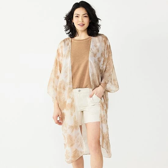 Women's Sonoma Goods For Life® Radial Tie-Dye Kimono Green 6 Women's Sonoma Goods For Life® Radial Tie-Dye Kimono Green - Image 4