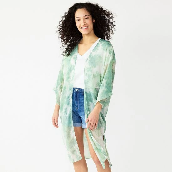 Women's Sonoma Goods For Life® Radial Tie-Dye Kimono Green 7 Women's Sonoma Goods For Life® Radial Tie-Dye Kimono Green - Image 5