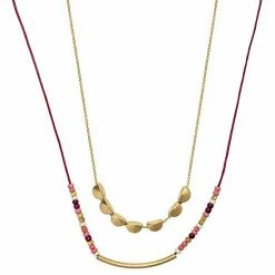 Sonoma Goods For Life® Gold Tone 2 Row Multi Beads, Threads And Chain Adjustable Necklace