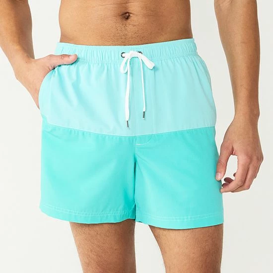 Men's Sonoma Goods For Life® 5-Inch Colorblock Full Elastic-Waistband Swim Trunks Purple Aqua Block 5 Men's Sonoma Goods For Life® 5-Inch Colorblock Full Elastic-Waistband Swim Trunks Purple Aqua Block - Image 3