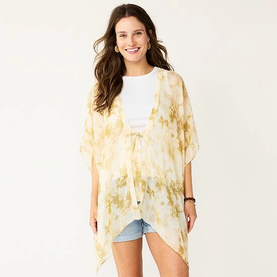 Women's Sonoma Goods For Life® Easy Tye Dye Tie Front Ruana Green 3 Women's Sonoma Goods For Life® Easy Tye Dye Tie Front Ruana Green