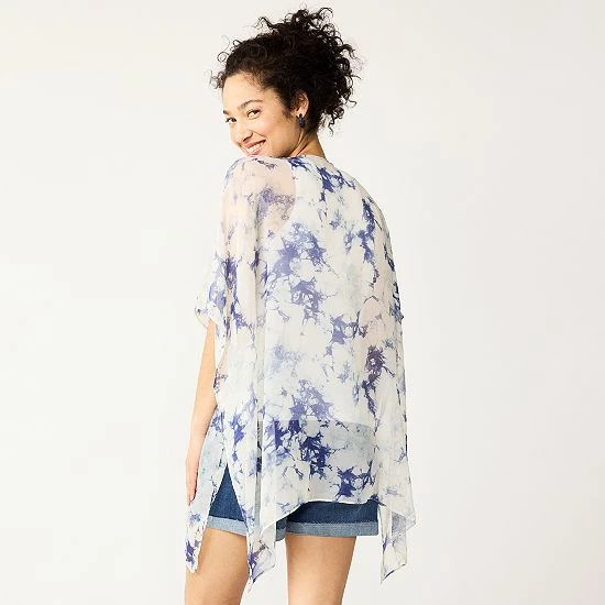 Women's Sonoma Goods For Life® Easy Tye Dye Tie Front Ruana Green 4 Women's Sonoma Goods For Life® Easy Tye Dye Tie Front Ruana Green - Image 2