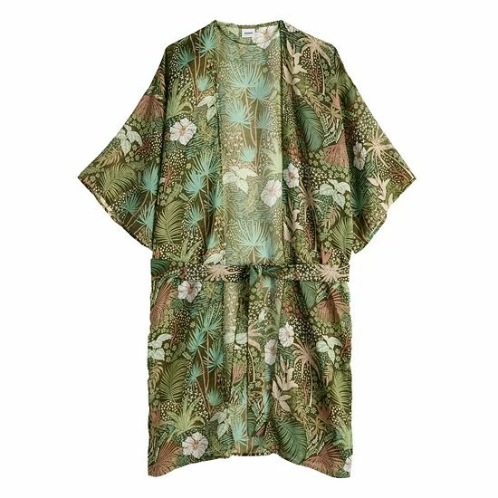 Women's Sonoma Goods For Life® Jungle Pattern Belted Kimono Black 4 Women's Sonoma Goods For Life® Jungle Pattern Belted Kimono Black - Image 2