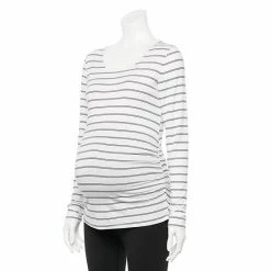 Maternity Sonoma Goods For Life® Essential Scoopneck Long Sleeve Tee White Stripe -Sonoma Goods For Life shop unnamed file 15584