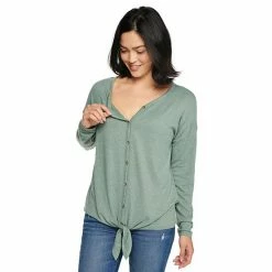 Maternity Sonoma Goods For Life® Knot-Hem Button-Front Nursing Top Black -Sonoma Goods For Life shop unnamed file 15608