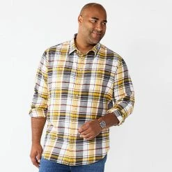 Big & Tall Sonoma Goods For Life® Regular-Fit Flannel Button-Down Shirt Brown Multi Buff -Sonoma Goods For Life shop unnamed file 162