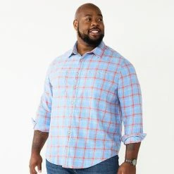 Big & Tall Sonoma Goods For Life® Regular-Fit Flannel Button-Down Shirt Brown Multi Buff -Sonoma Goods For Life shop unnamed file 164