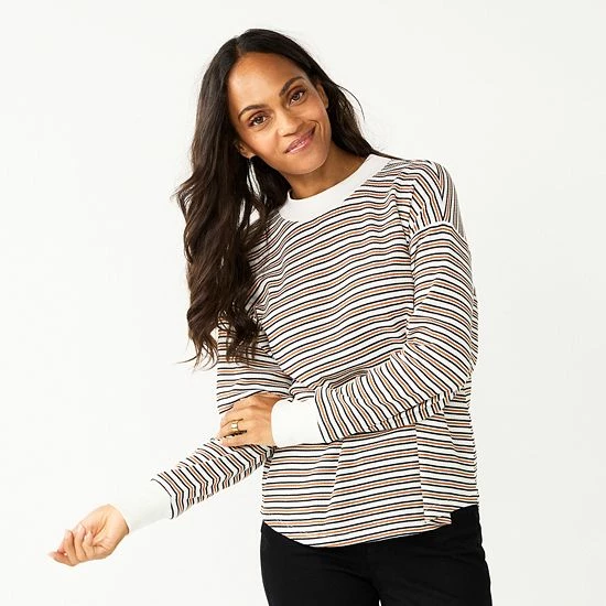 Women's Sonoma Goods For Life® Mockneck Waffle Top Light Olive Stripe 13 Women's Sonoma Goods For Life® Mockneck Waffle Top Light Olive Stripe - Image 11