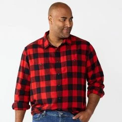 Big & Tall Sonoma Goods For Life® Regular-Fit Flannel Button-Down Shirt Brown Multi Buff -Sonoma Goods For Life shop unnamed file 166