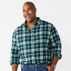 Big & Tall Sonoma Goods For Life® Regular-Fit Flannel Button-Down Shirt Brown Multi Buff -Sonoma Goods For Life shop unnamed file 167