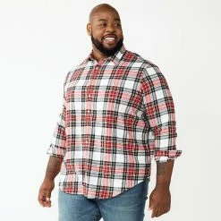 Big & Tall Sonoma Goods For Life® Regular-Fit Flannel Button-Down Shirt Brown Multi Buff -Sonoma Goods For Life shop unnamed file 168
