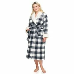 Plus Size Sonoma Goods For Life® Plush French Terry Long Robe Gray Buffalo Check -Sonoma Goods For Life shop unnamed file 1752