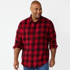 Big & Tall Sonoma Goods For Life® Regular-Fit Flannel Button-Down Shirt Brown Multi Buff -Sonoma Goods For Life shop unnamed file 176