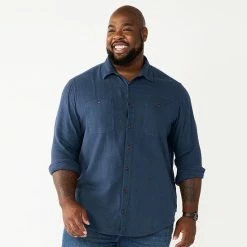 Big & Tall Sonoma Goods For Life® Regular-Fit Flannel Button-Down Shirt Brown Multi Buff -Sonoma Goods For Life shop unnamed file 177