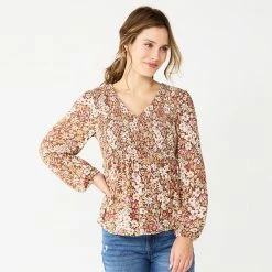 Women's Sonoma Goods For Life® Smocked Peasant Top Olive Mini Floral -Sonoma Goods For Life shop unnamed file 1957