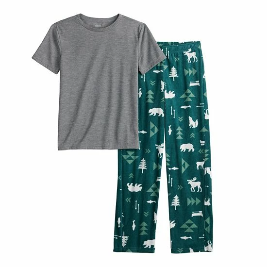 Boys 8-20 Sonoma Goods For Life® Tee & Microfleece Pants Pajama Set In Regular & Husky Red Plaid 4 Boys 8-20 Sonoma Goods For Life® Tee & Microfleece Pants Pajama Set In Regular & Husky Red Plaid - Image 2