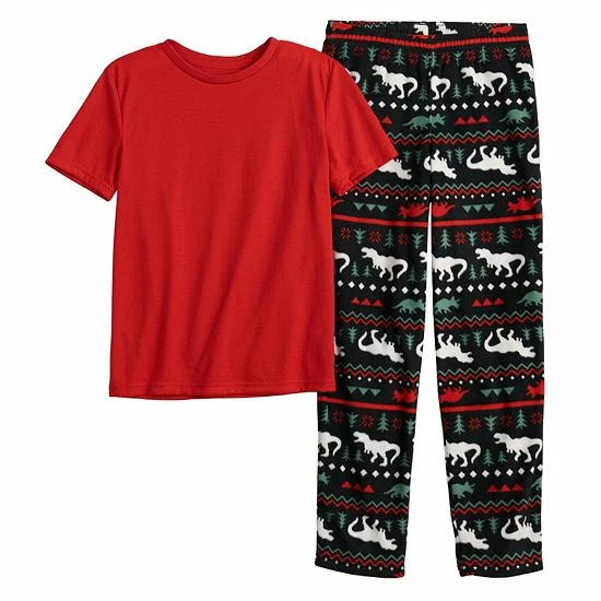 Boys 8-20 Sonoma Goods For Life® Tee & Microfleece Pants Pajama Set In Regular & Husky Red Plaid 7 Boys 8-20 Sonoma Goods For Life® Tee & Microfleece Pants Pajama Set In Regular & Husky Red Plaid - Image 5