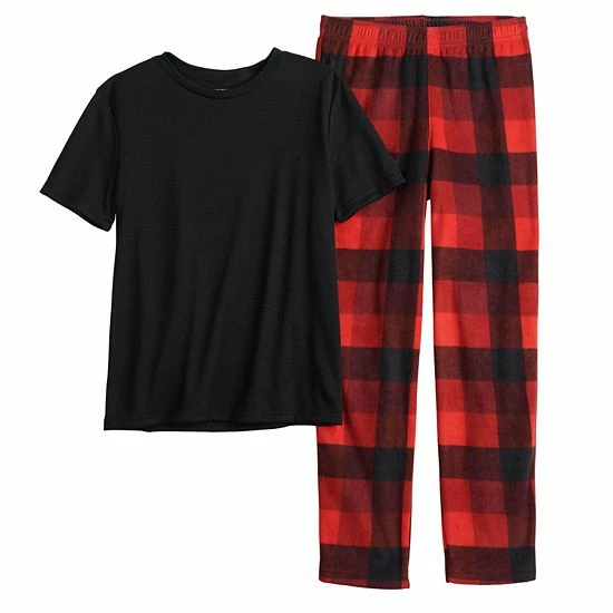 Boys 8-20 Sonoma Goods For Life® Tee & Microfleece Pants Pajama Set In Regular & Husky Red Plaid 11 Boys 8-20 Sonoma Goods For Life® Tee & Microfleece Pants Pajama Set In Regular & Husky Red Plaid - Image 9