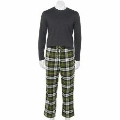 Men's Sonoma Goods For Life® Crewneck Tee & Flannel Pants Sleep Set Olive Cream -Sonoma Goods For Life shop unnamed file 2075