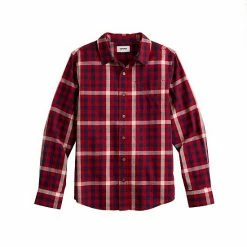Boys 8-20 Sonoma Goods For Life® Plaid Button-Up Shirt In Regular & Husky Clean Plaid Orange -Sonoma Goods For Life shop unnamed file 2168