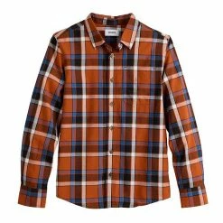 Boys 8-20 Sonoma Goods For Life® Plaid Button-Up Shirt In Regular & Husky Clean Plaid Orange -Sonoma Goods For Life shop unnamed file 2174