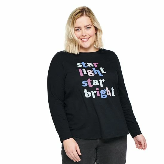 Plus Size Sonoma Goods For Life® Long Sleeve Holiday Graphic Tee Bright Spirits 5 Plus Size Sonoma Goods For Life® Long Sleeve Holiday Graphic Tee Bright Spirits - Image 3