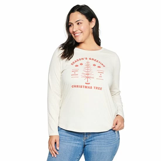 Plus Size Sonoma Goods For Life® Long Sleeve Holiday Graphic Tee Bright Spirits 8 Plus Size Sonoma Goods For Life® Long Sleeve Holiday Graphic Tee Bright Spirits - Image 6