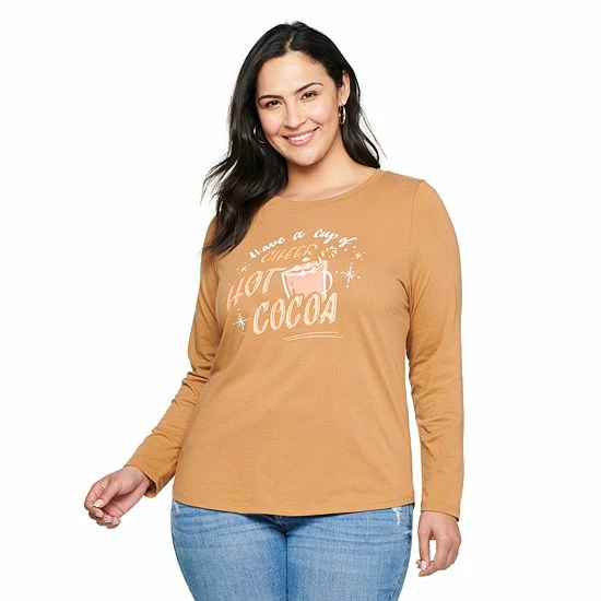 Plus Size Sonoma Goods For Life® Long Sleeve Holiday Graphic Tee Bright Spirits 10 Plus Size Sonoma Goods For Life® Long Sleeve Holiday Graphic Tee Bright Spirits - Image 8