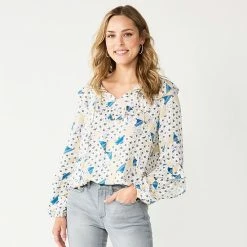 Women's Sonoma Goods For Life® Long Sleeve Ruffle Peasant Top Brown Ble Floral -Sonoma Goods For Life shop unnamed file 2193