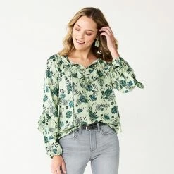 Women's Sonoma Goods For Life® Long Sleeve Ruffle Peasant Top Brown Ble Floral -Sonoma Goods For Life shop unnamed file 2194